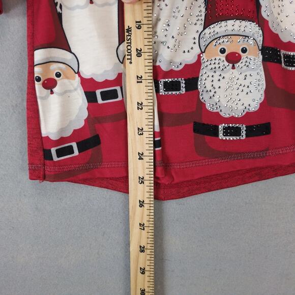 Onque Casual Santa Gnomes Holiday Shirt Top Womens XL P Embellished Snowflakes - Picture 6 of 10